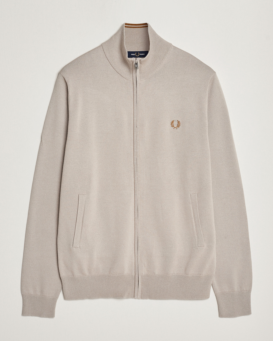 Herren | Pullover | Fred Perry | Knitted Zip Through Jacket Dark Oatmeal
