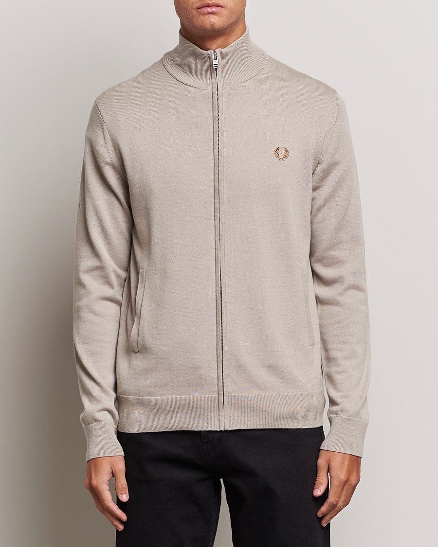 Herren | Pullover | Fred Perry | Knitted Zip Through Jacket Dark Oatmeal