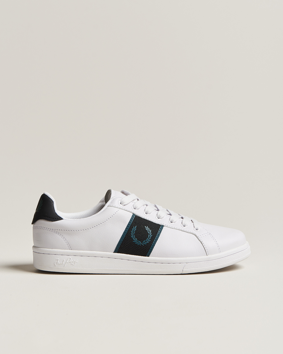 Herren | Fred Perry B721 Leather Sneaker White/Petrol Blue | Fred Perry | B721 Leather Sneaker White/Petrol Blue