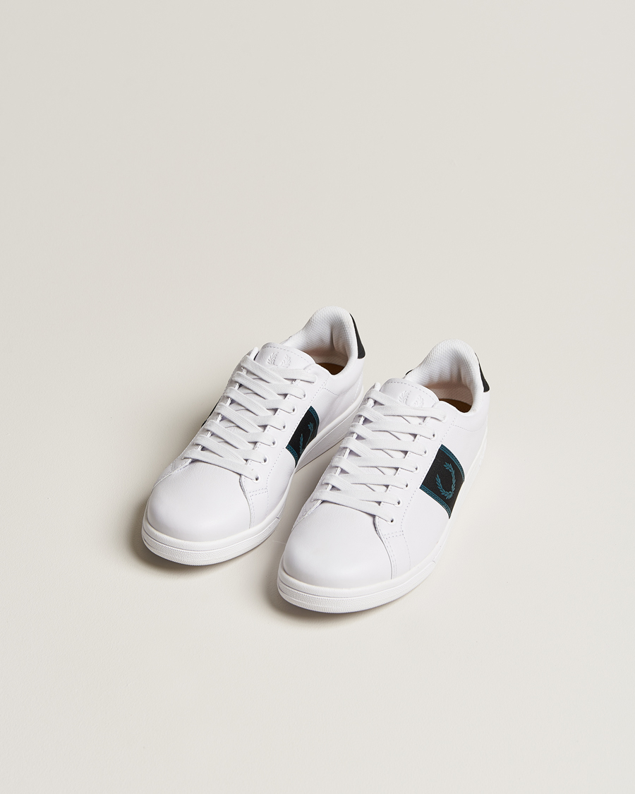Herren | Fred Perry B721 Leather Sneaker White/Petrol Blue | Fred Perry | B721 Leather Sneaker White/Petrol Blue