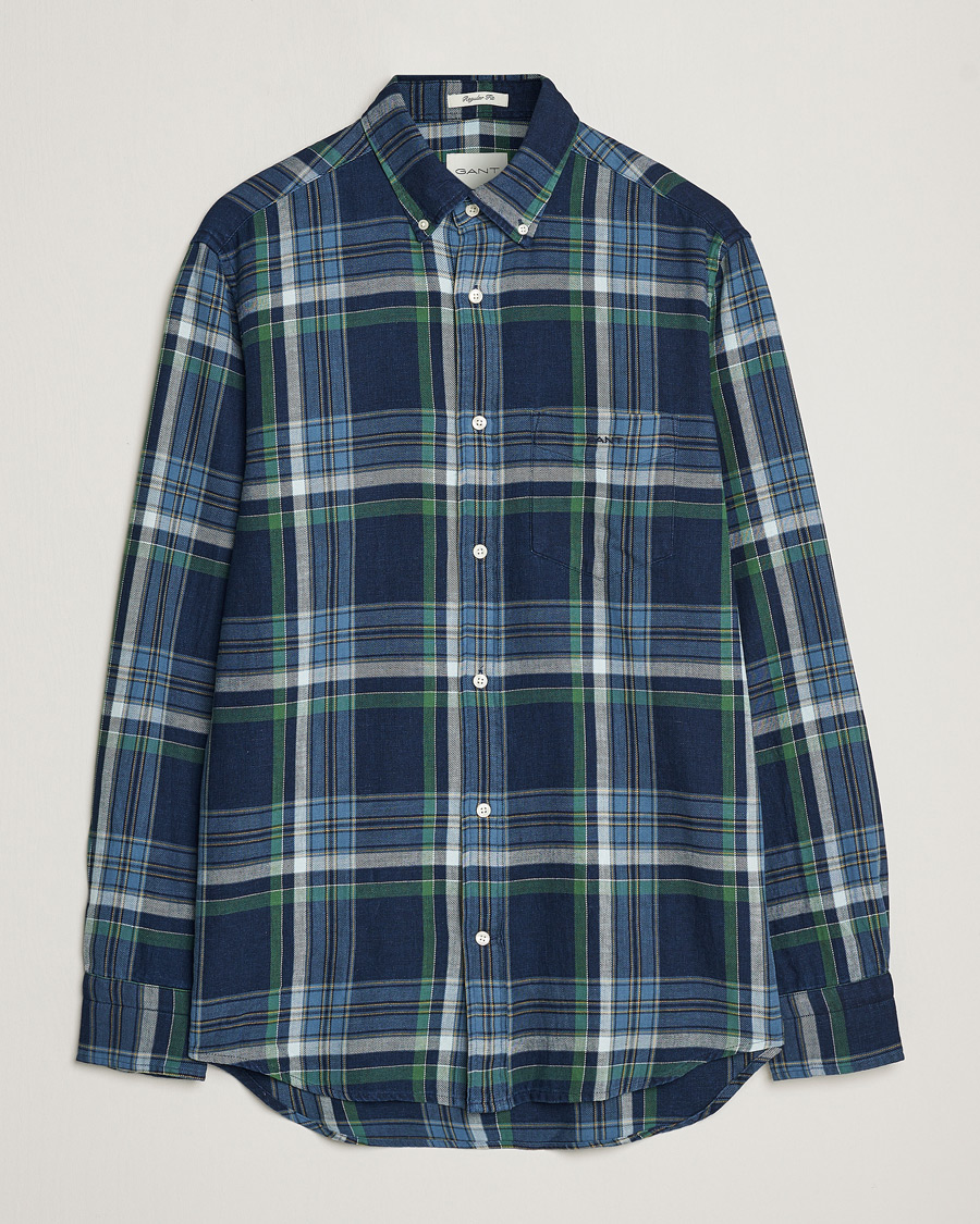 Herren | Hemden | GANT | Regular Fit Twill Checked Shirt Dark Indigo