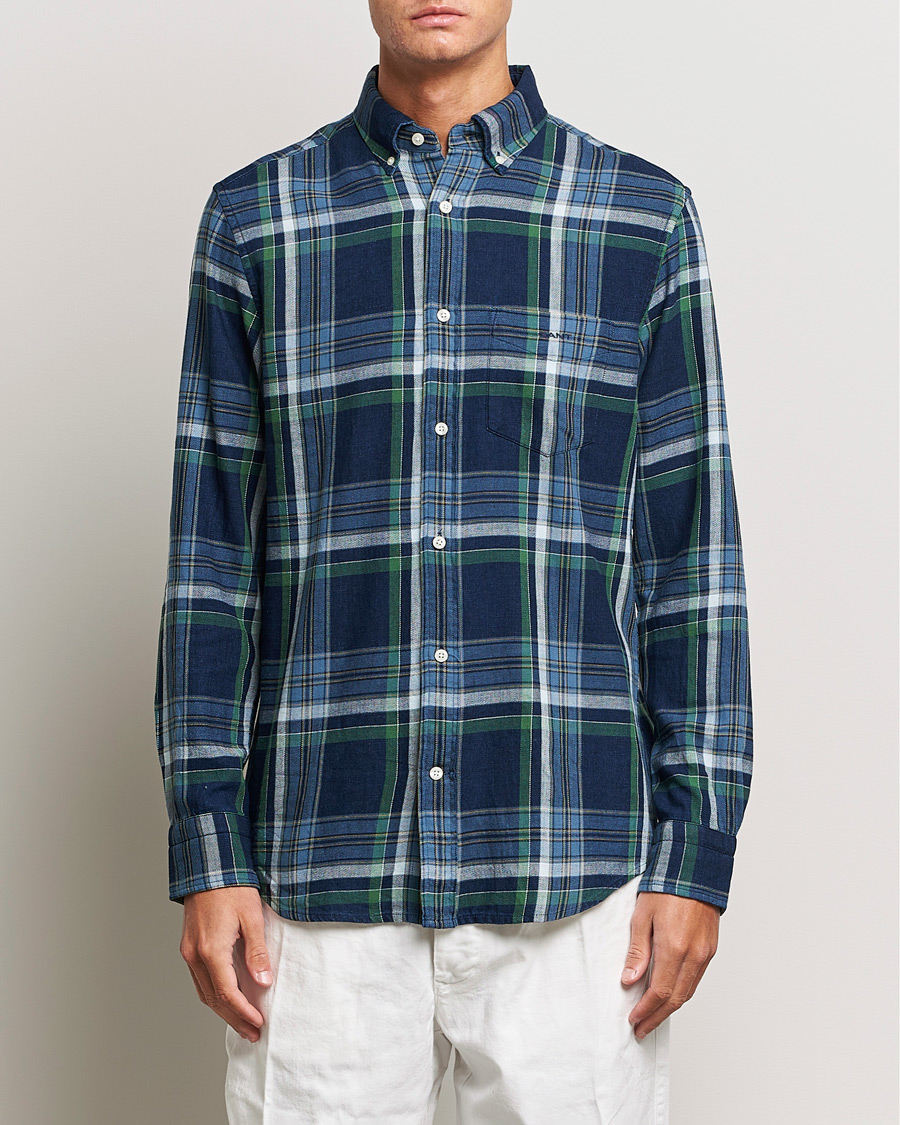 Herren | Hemden | GANT | Regular Fit Twill Checked Shirt Dark Indigo