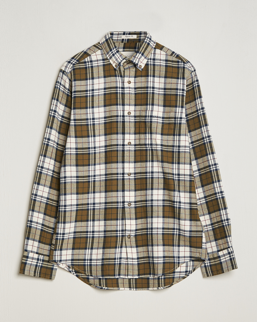 Herren | Hemden | GANT | Regular Fit Flannel Checked Shirt Dark Cactus