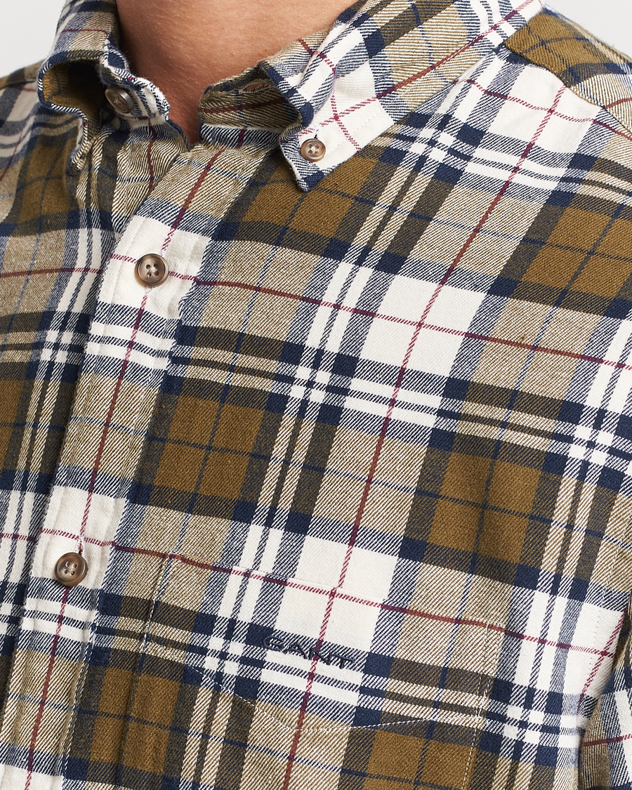 Herren | Hemden | GANT | Regular Fit Flannel Checked Shirt Dark Cactus
