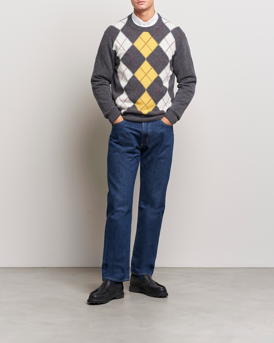 Herren | Pullover | GANT | Lambswool Argyle Crew Neck Sweater Charcoal Melange