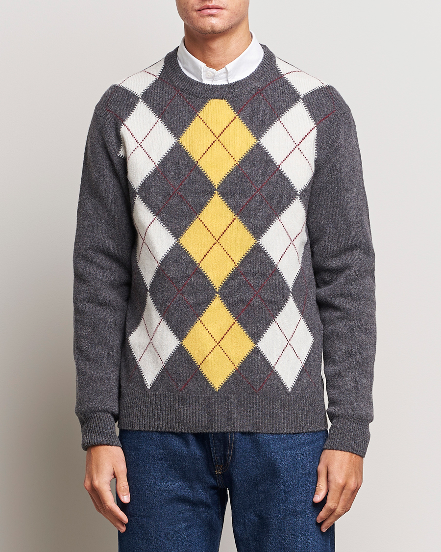 Herren | Pullover | GANT | Lambswool Argyle Crew Neck Sweater Charcoal Melange