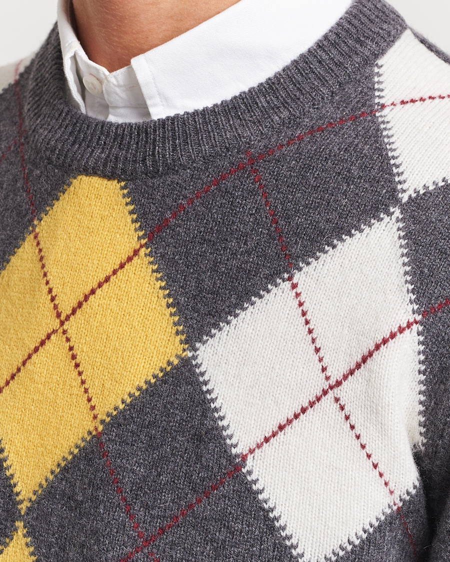 Herren | Pullover | GANT | Lambswool Argyle Crew Neck Sweater Charcoal Melange