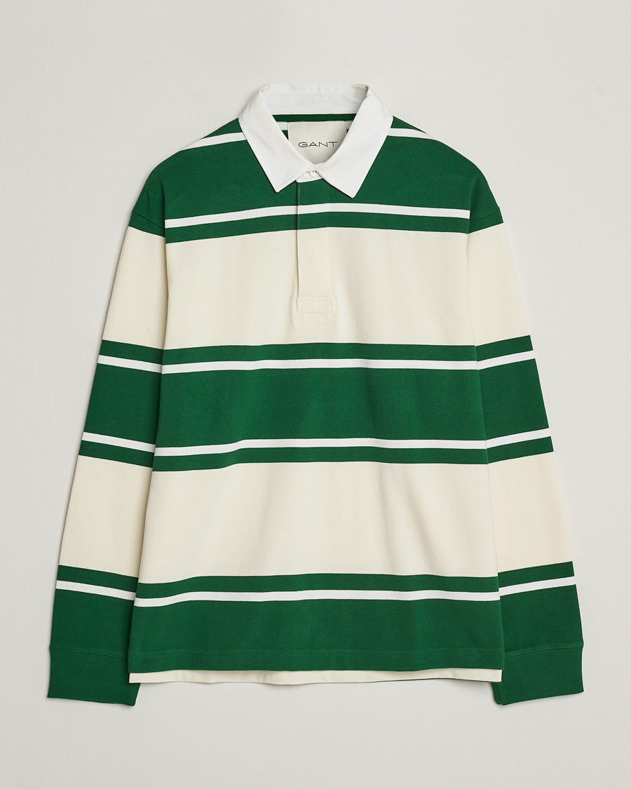 Herren | Pullover | GANT | Striped Heavy Rugger Strong Green