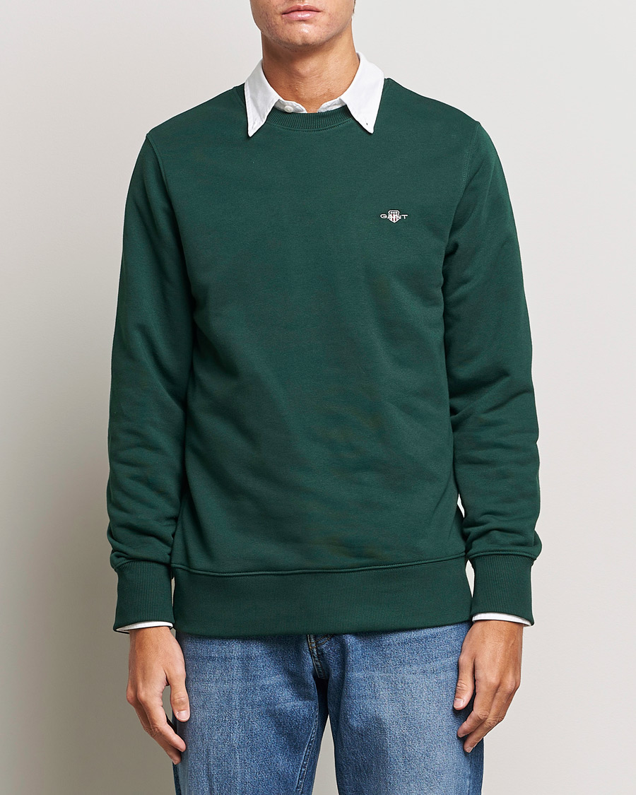 Herren | Pullover | GANT | Original Crew Neck Sweatshirt Tartan Green