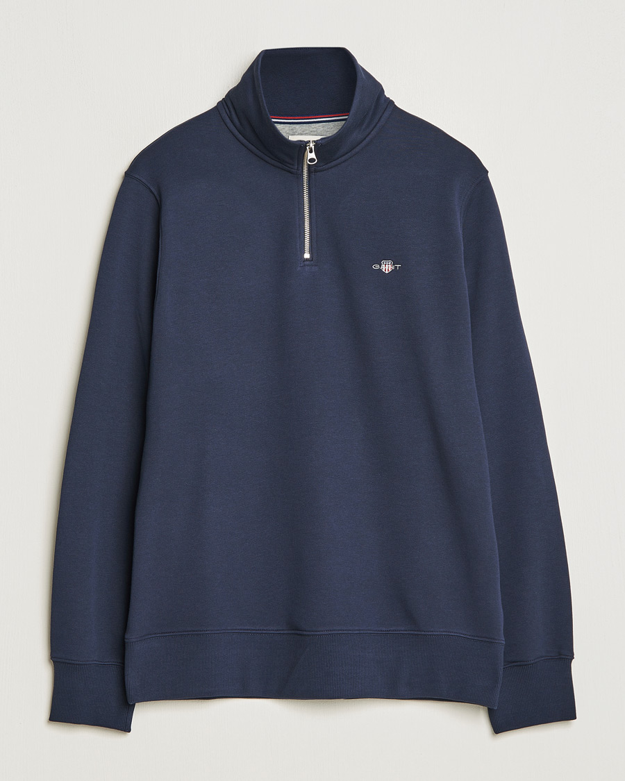 Herren | Pullover | GANT | Original Shield Half Zip Sweater Evening Blue