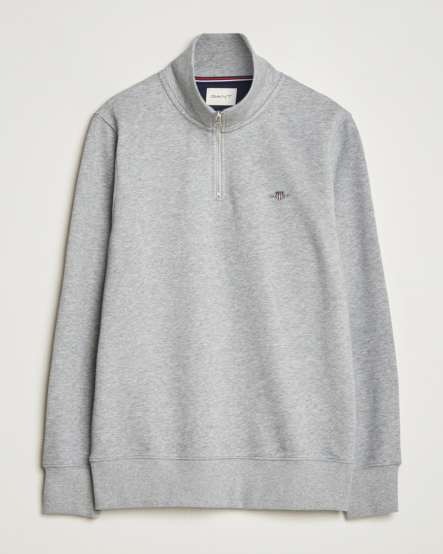 Herren | Pullover | GANT | Original Shield Half Zip Sweater Grey Melange