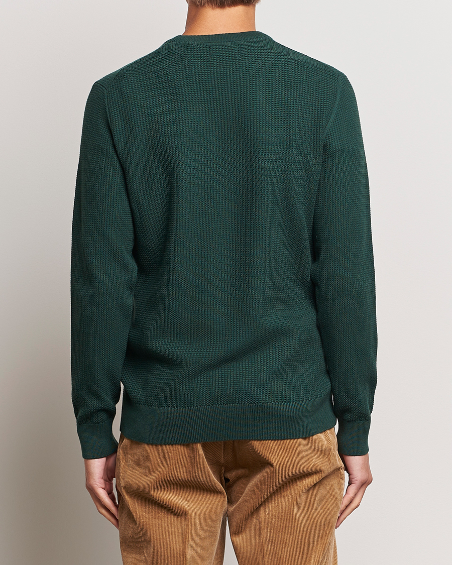 Herren | Pullover | GANT | Cotton Micro Textured Crew Neck Tartan Green