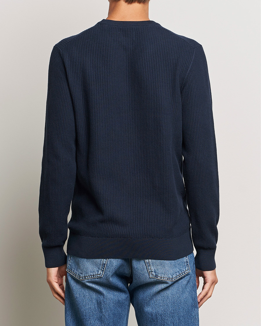 Herren | Pullover | GANT | Cotton Micro Textured Crew Neck Evening Blue