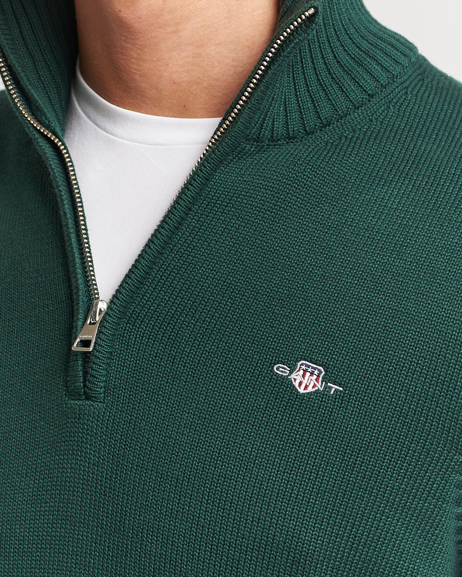 Herren | Pullover | GANT | Cotton Half Zip Tartan Green