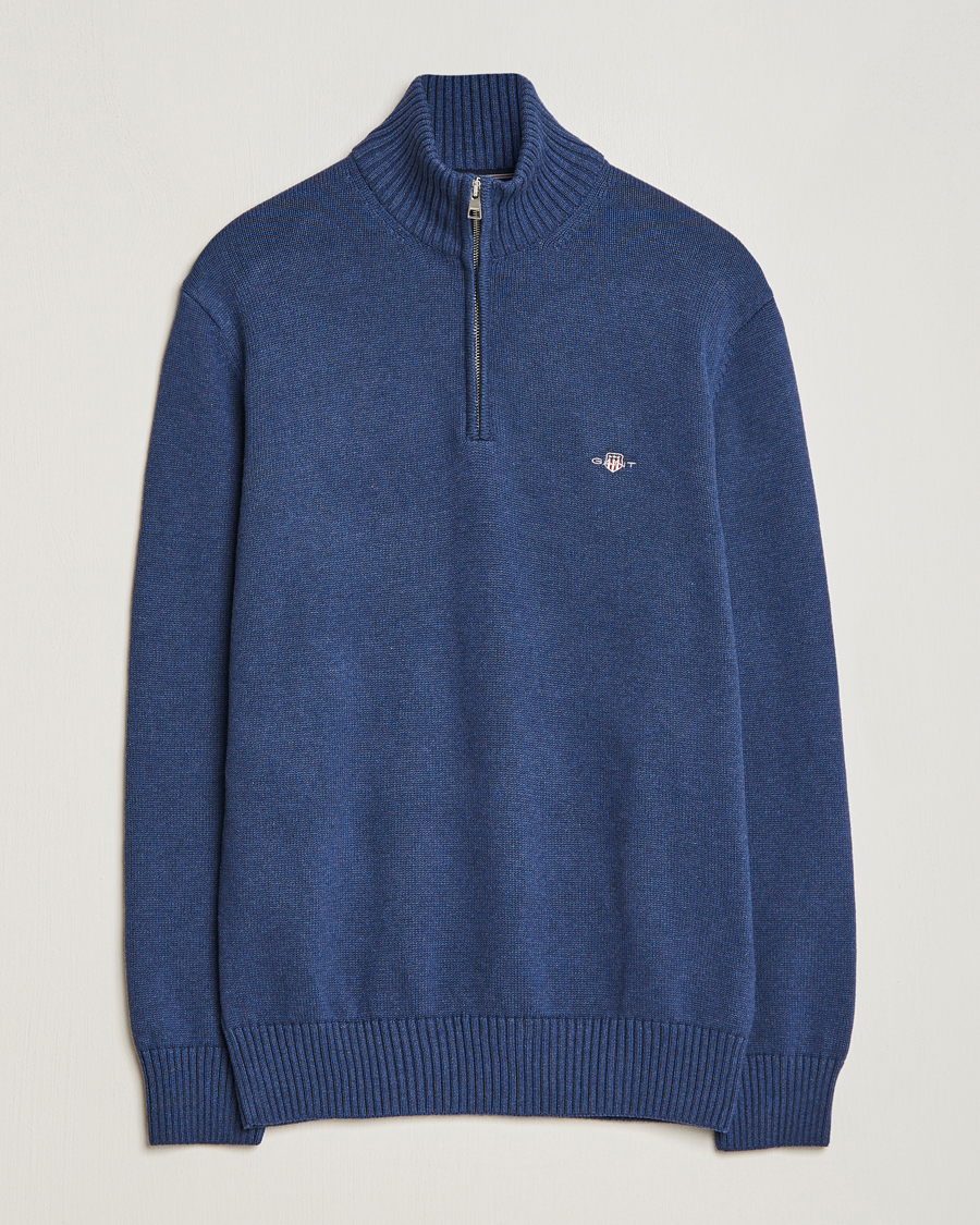 Herren | Pullover | GANT | Cotton Half Zip Marine Melange