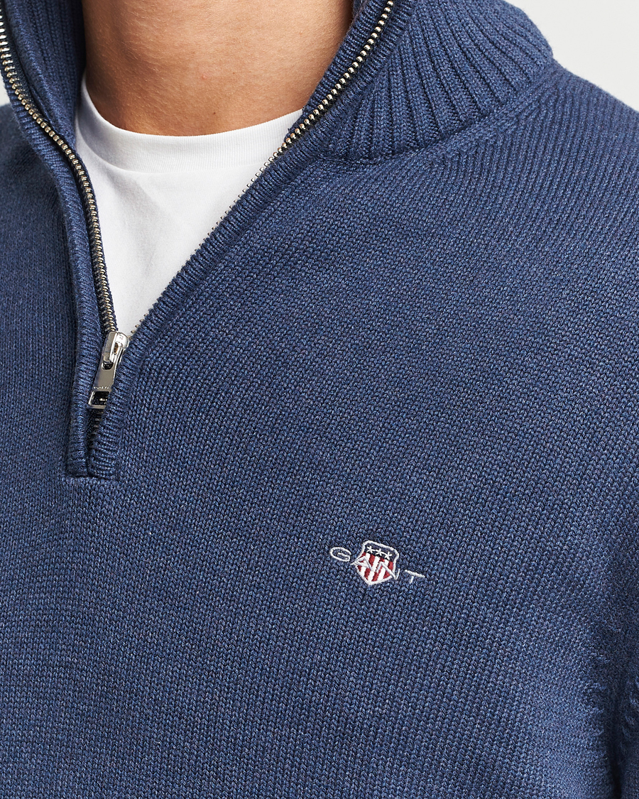 Herren | Pullover | GANT | Cotton Half Zip Marine Melange