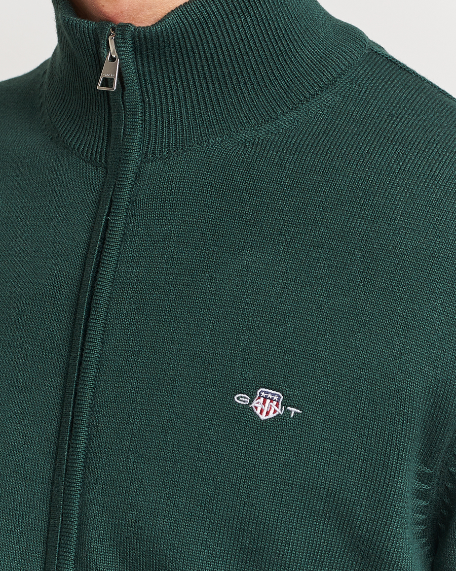 Herren | Pullover | GANT | Cotton Full Zip Tartan Green