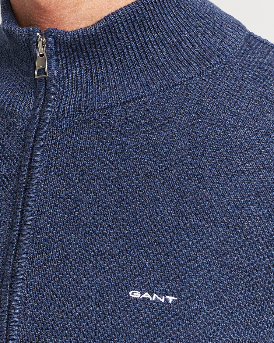 Herren | Pullover | GANT | Cotton Pique Full Zip Marine Melange