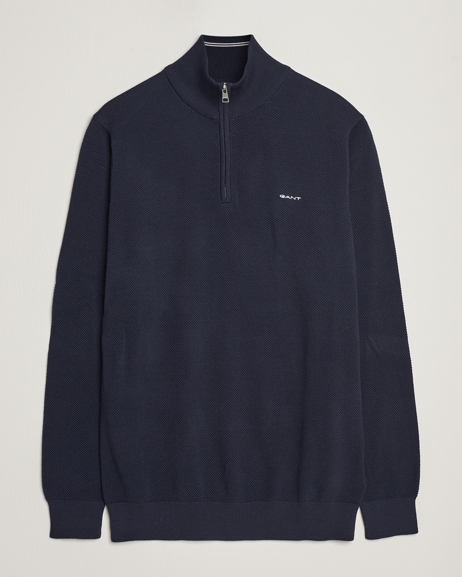 Herren | Pullover | GANT | Cotton Pique Half Zip Evening Blue