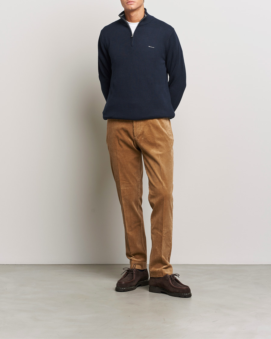 Herren | Pullover | GANT | Cotton Pique Half Zip Evening Blue