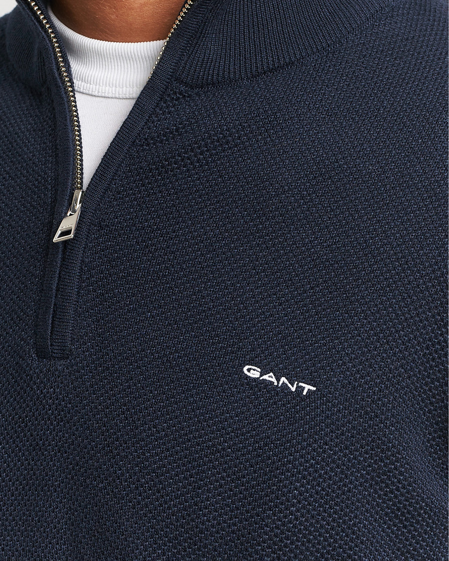 Herren | Pullover | GANT | Cotton Pique Half Zip Evening Blue