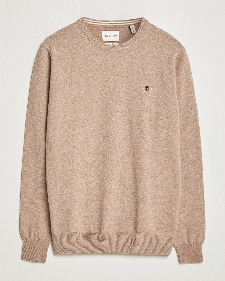 Herren | Pullover | GANT | Lambswool Crew Neck Pullover Dark Sand