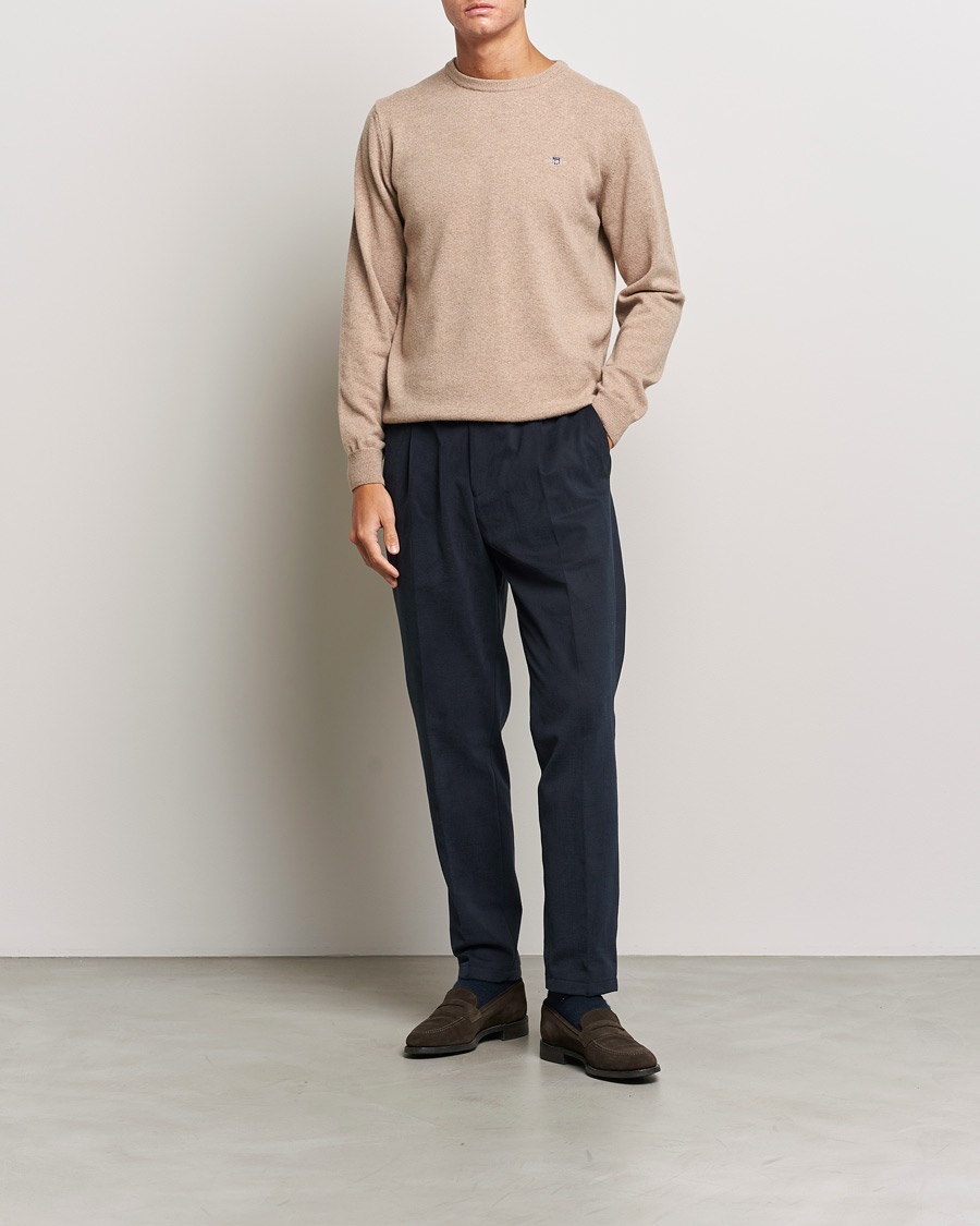Herren | Pullover | GANT | Lambswool Crew Neck Pullover Dark Sand