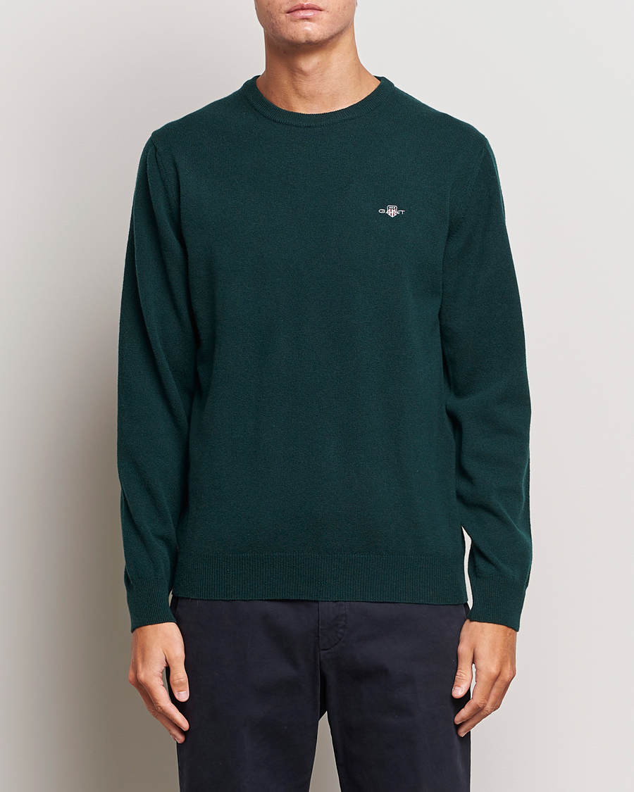 Herren | Pullover | GANT | Lambswool Crew Neck Pullover Tartan Green
