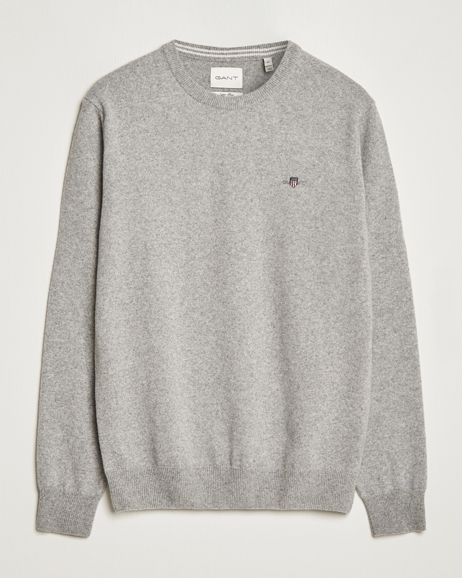Herren | Pullover | GANT | Lambswool Crew Neck Pullover Grey Malange