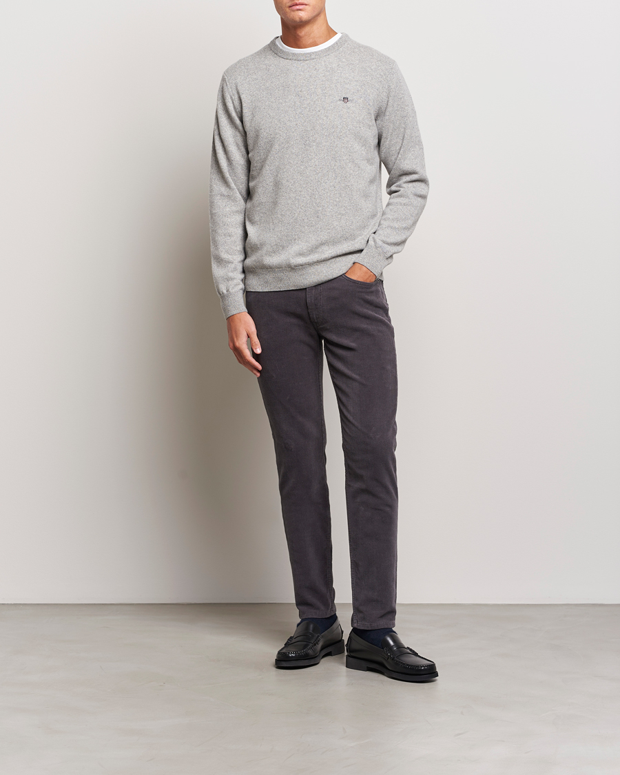Herren | Pullover | GANT | Lambswool Crew Neck Pullover Grey Malange