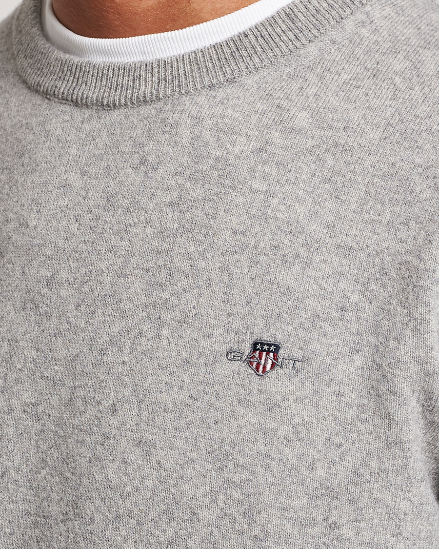 Herren | Pullover | GANT | Lambswool Crew Neck Pullover Grey Malange