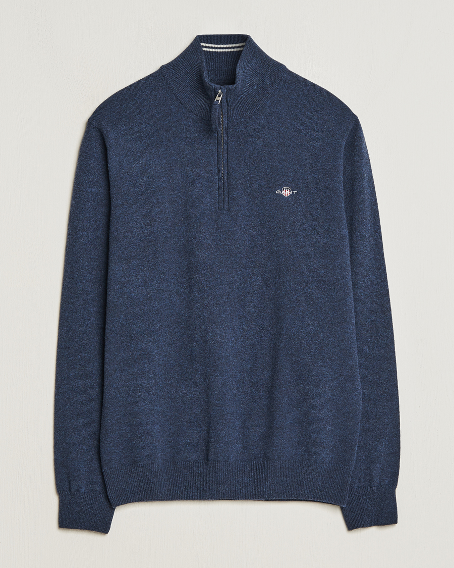 Herren | Pullover | GANT | Lambswool Half Zip Dark Navy Melange