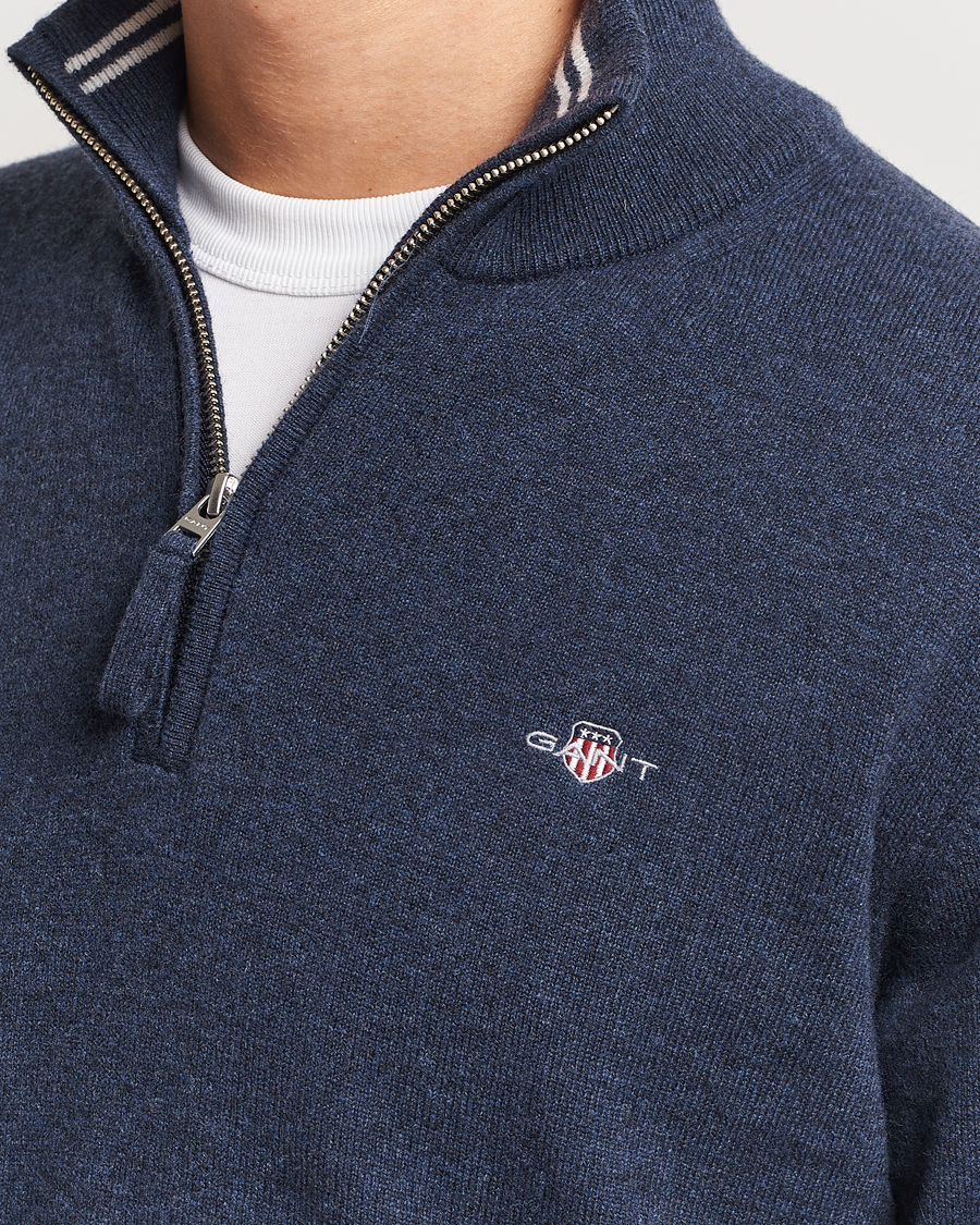 Herren | Pullover | GANT | Lambswool Half Zip Dark Navy Melange