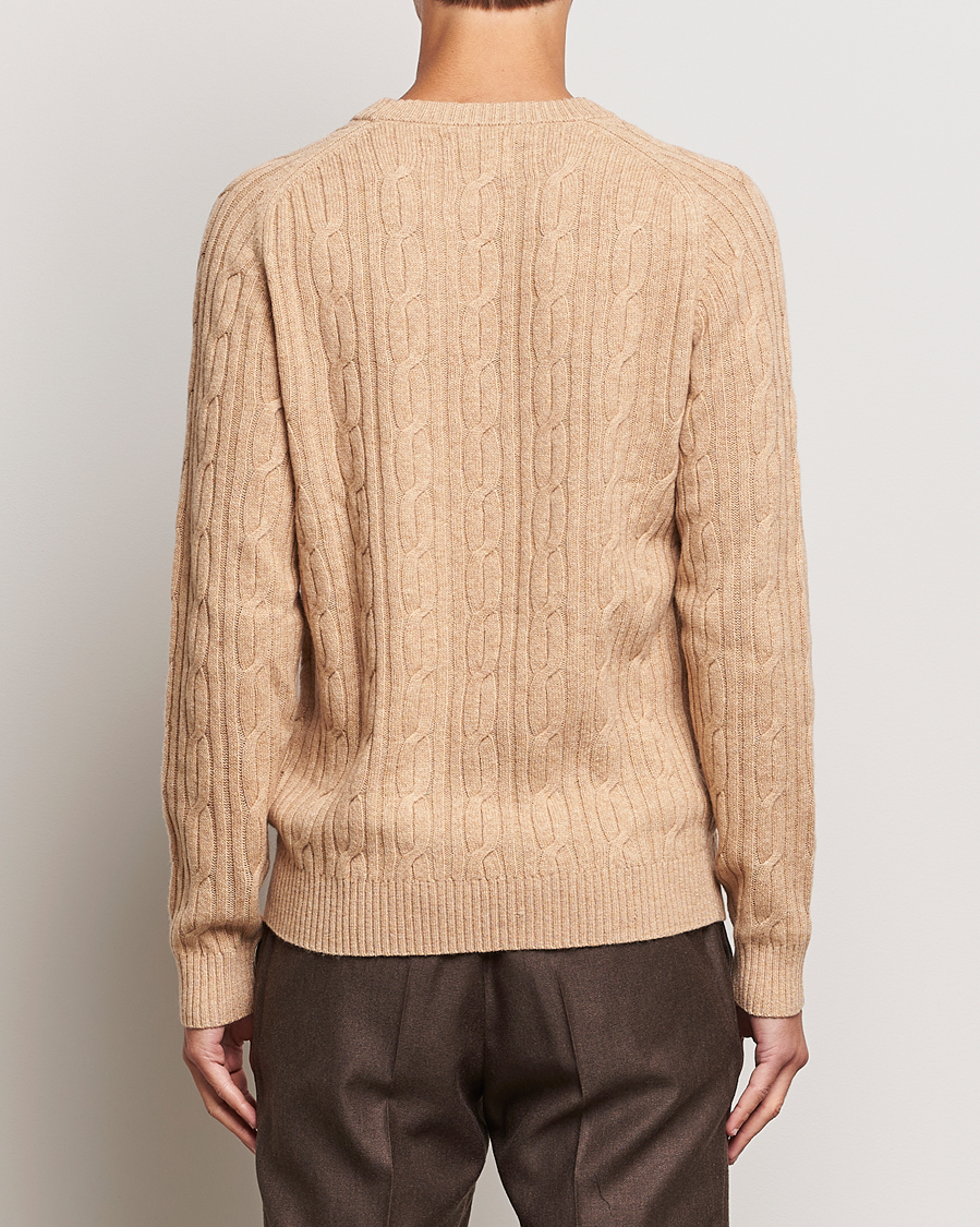 Herren | Pullover | GANT | Lambswool Cable Crew Neck Pullover Khaki Melange