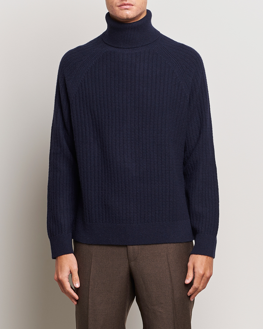 Herren | Pullover | GANT | Lambswool Textured Rollneck Evening Blue