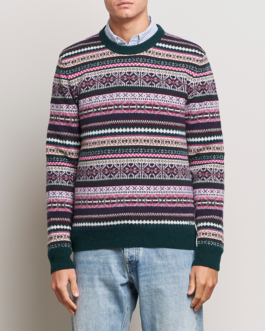 Herren | Strickpullover | GANT | Wool Fairisle Sweater Tartan Green