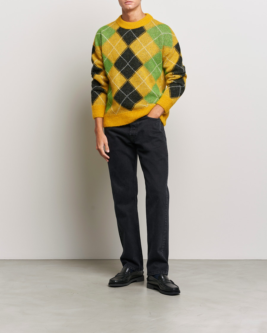 Herren | Pullover | GANT | Furry Argyle Crew Neck Sunflower Yellow