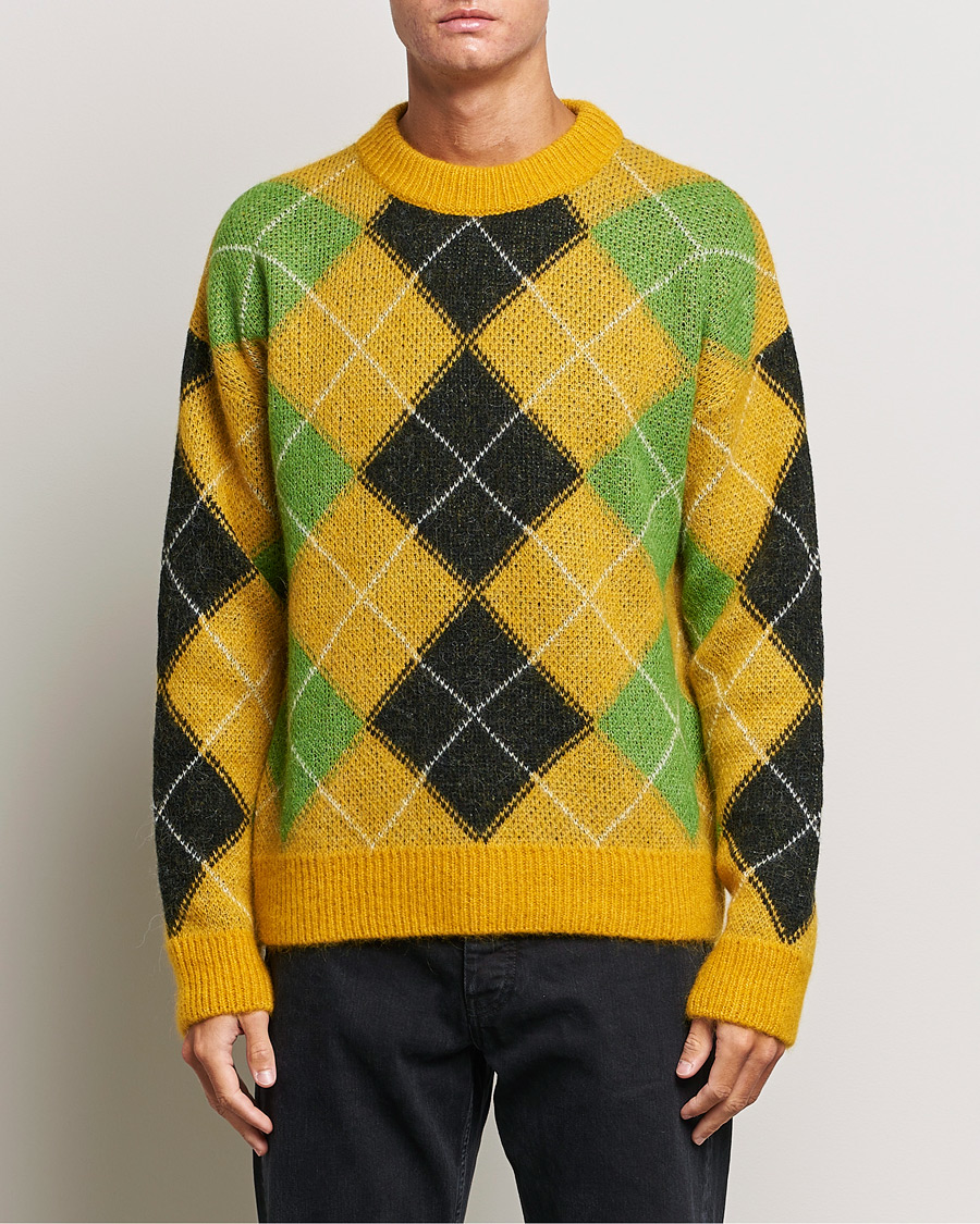 Herren | Pullover | GANT | Furry Argyle Crew Neck Sunflower Yellow