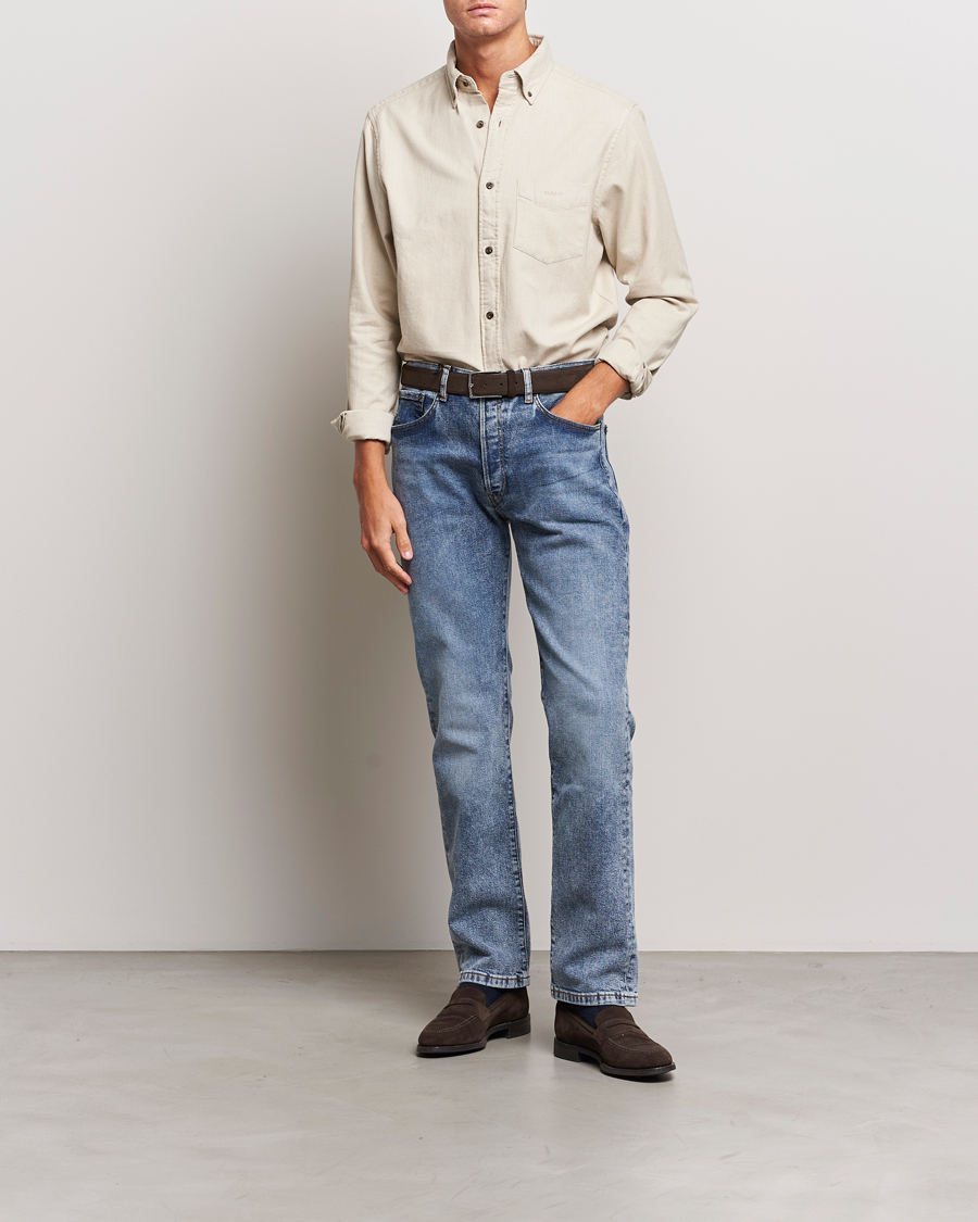 Herren | Hemden | GANT | Regular Fit Herringbone Flannel Shirt Cold Beige