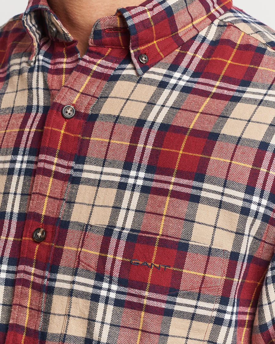 Herren | Hemden | Gant | Regular Fit Flannel Checked Shirt Plumped Red