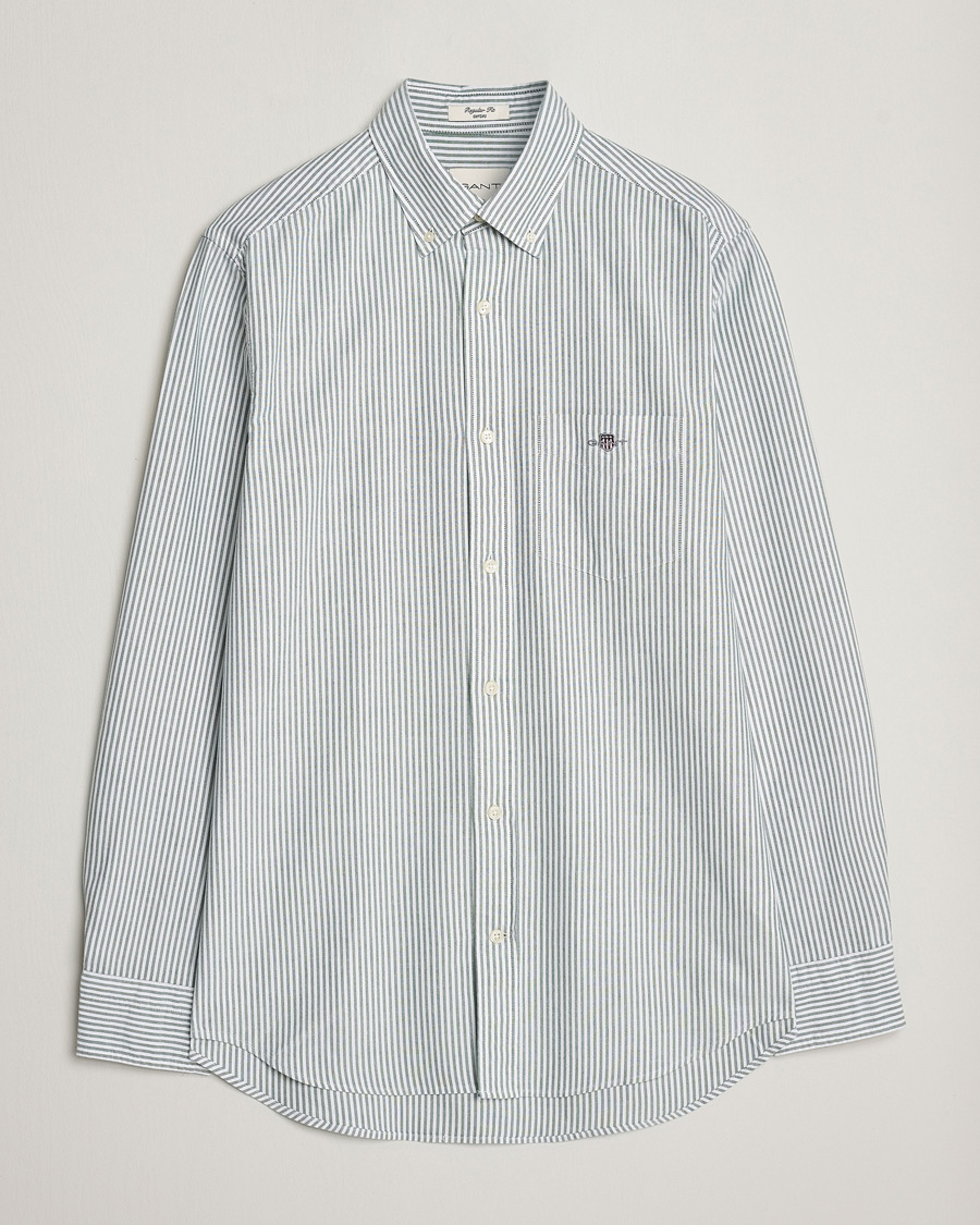 Herren | Hemden | GANT | Regular Fit Striped Oxford Shirt Forest Green
