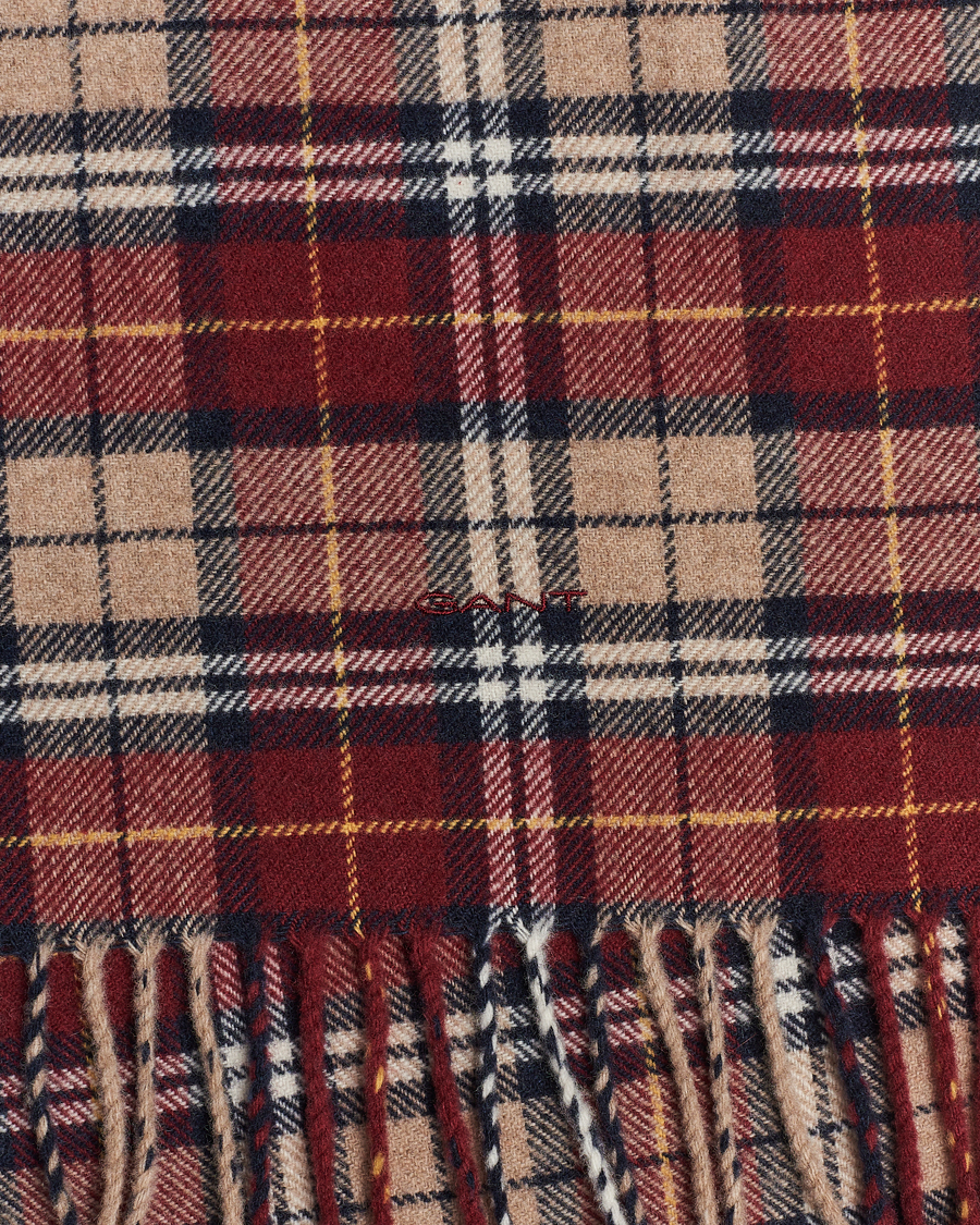 Herren | GANT Wool Multi Checked Scarf Plumped Red | GANT | Wool Multi Checked Scarf Plumped Red