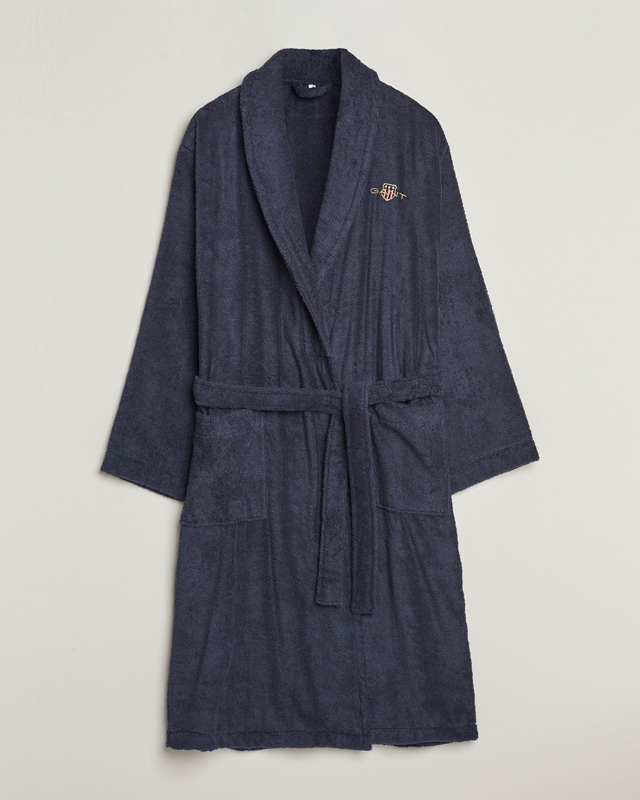 Herren | Schlafanzüge & Bademäntel | GANT | Archive Shield Terry Robe Evening Blue