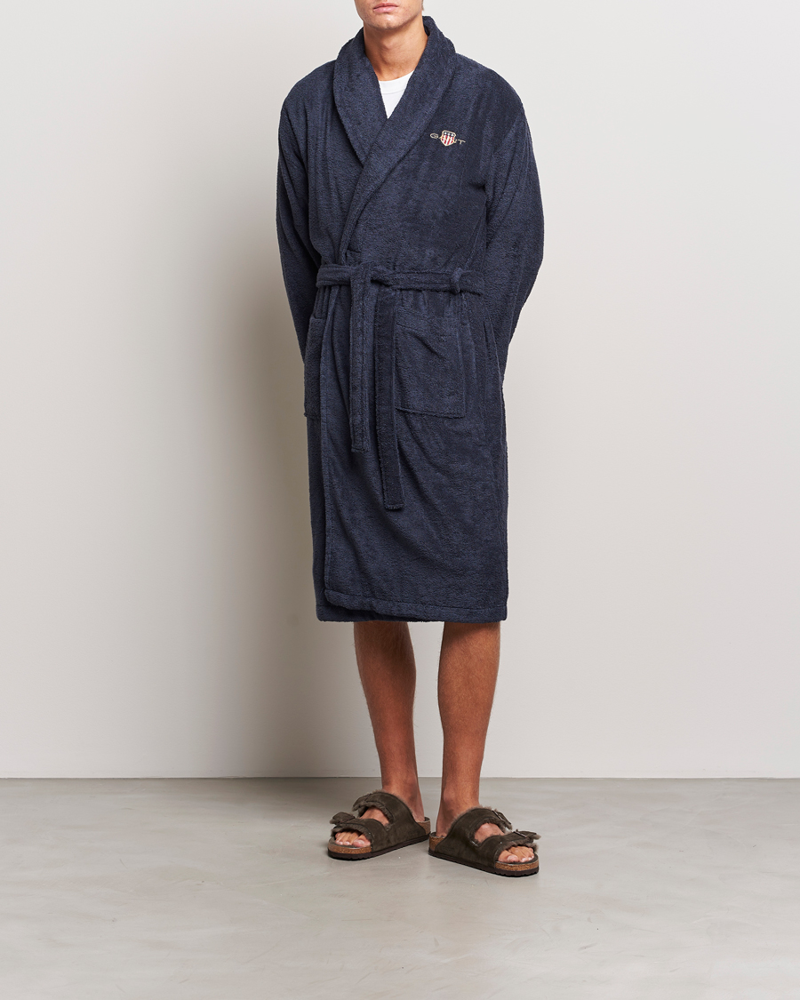 Herren | Schlafanzüge & Bademäntel | GANT | Archive Shield Terry Robe Evening Blue