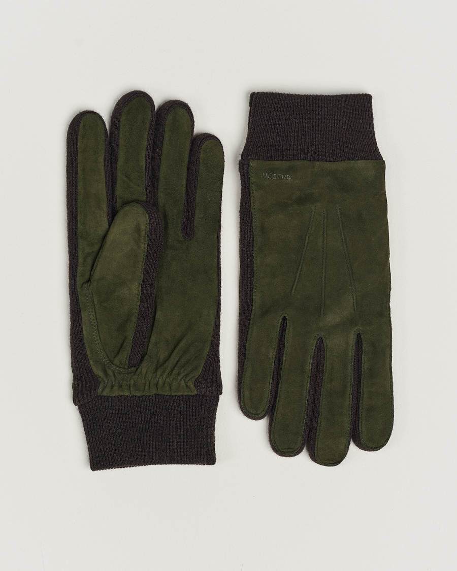 Herren | Hestra Geoffery Suede Wool Tricot Glove Dark Olive | Hestra | Geoffery Suede Wool Tricot Glove Dark Olive