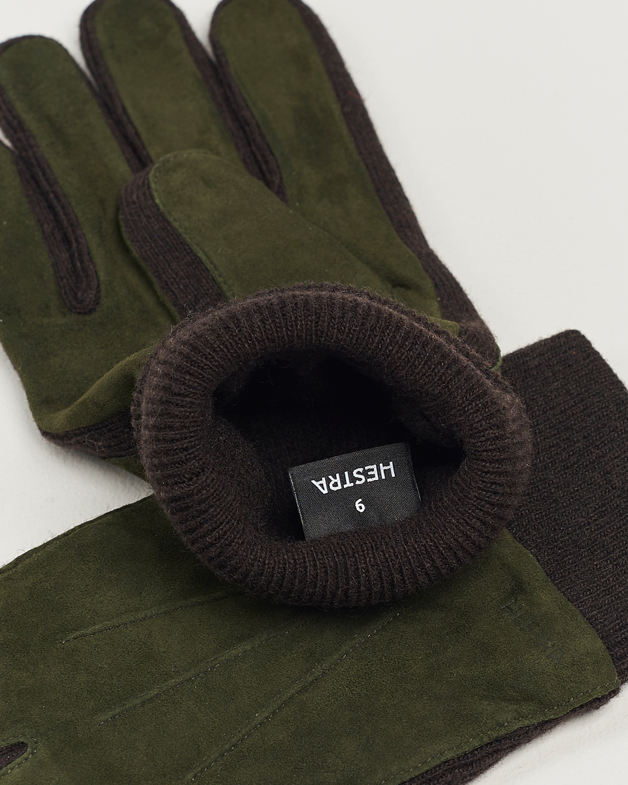 Herren | Handschuhe | Hestra | Geoffery Suede Wool Tricot Glove Dark Olive