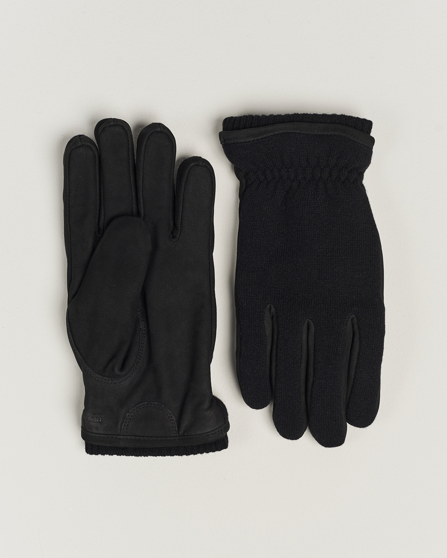 Herren | Hestra Noah Nubuck Wool Tricot Glove Black | Hestra | Noah Nubuck Wool Tricot Glove Black