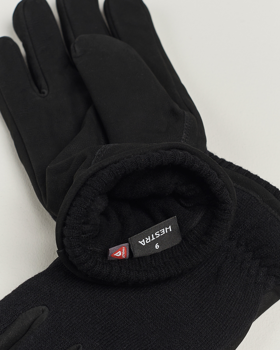Herren | Hestra Noah Nubuck Wool Tricot Glove Black | Hestra | Noah Nubuck Wool Tricot Glove Black