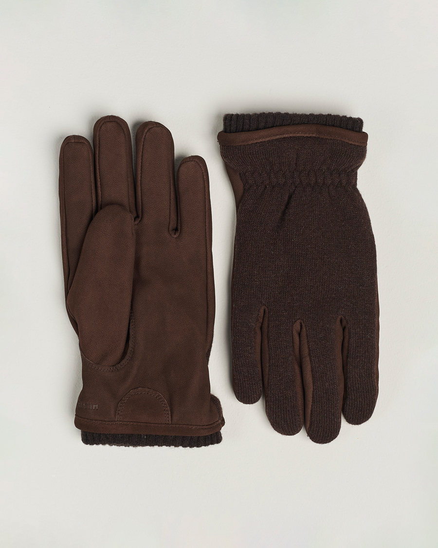 Herren | Hestra Noah Nubuck Wool Tricot Glove Espresso | Hestra | Noah Nubuck Wool Tricot Glove Espresso