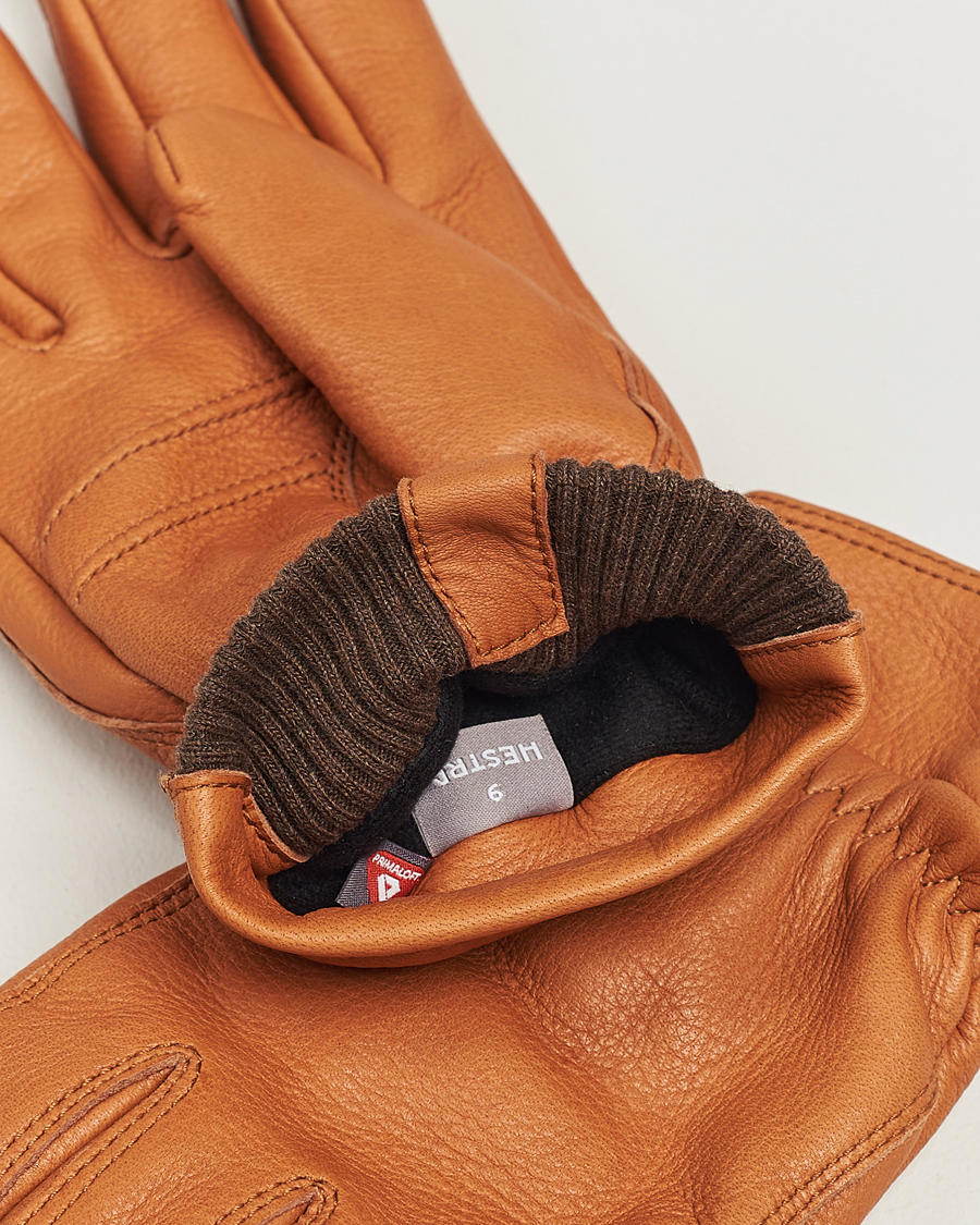 Herren | Hestra Kjetil Deerskin Rib Knitted Cuff Glove Cognac | Hestra | Kjetil Deerskin Rib Knitted Cuff Glove Cognac